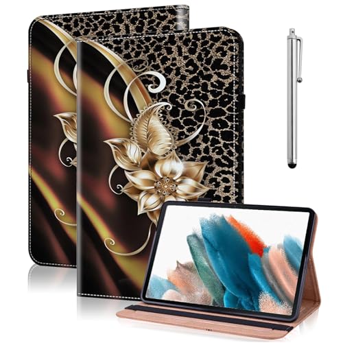 TUOLISG Hülle für Lenovo Tab M10 Plus 3rd Gen 10.6 Zoll 2022 (TB-125F/TB-128F),Ultradünne PU Leder Stoßfest Multi-Winkel Schutzhülle mit Auto Schlaf/Wach und Kartenschlitz-Metallische Blume von TUOLISG