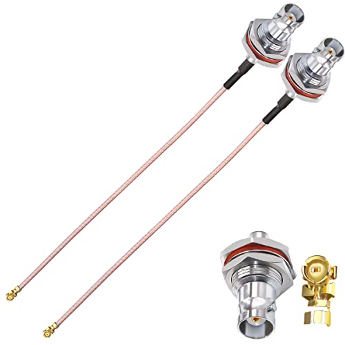 BNC IPX Bulkhead Wasserdichtes Koaxialkabel BNC Buchse auf U.FL IPX MHF1 Koaxialkabel 8 Zoll (20 cm) RG178 Pigtail Jumperkabel BNC UFL Mini PCI 50 Ohm für PCI WiFi Karte Wireless Router 2er Pack von TUOLNK