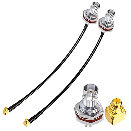 TUOLNK 2er Pack 6 "HF Stecker BNC Buchse Schott an MMCX Stecker rechtwinklig mit RG174 Kabel MMCX rechtwinkliger Stecker an BNC Buchse Koaxialkabel BNC an MMCX Kabel von TUOLNK