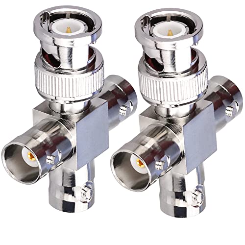 TUOLNK 2er-Pack BNC-Stecker auf 3 Buchse T-Typ-HF-Koaxialstecker 4-Wege-Splitter-Koax-Adapter für Rundfunk-/Verlängerungskabel BNC-T-Anschlüsse T-Form von TUOLNK