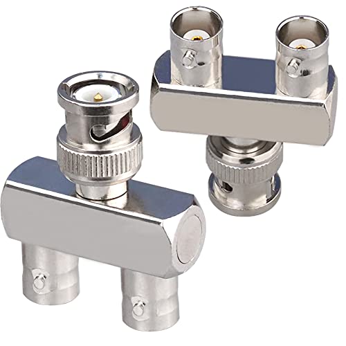 TUOLNK 2er-Pack BNC-Stecker auf Dual-BNC-Buchse 3-Wege-HF-Koaxialstecker BNC-Y-Splitter-Adapter für Koaxialkabel/Überwachungskamera BNC-Stecker auf 2 BNC-Buchse Y-Dreifach-Koaxialadapter von TUOLNK