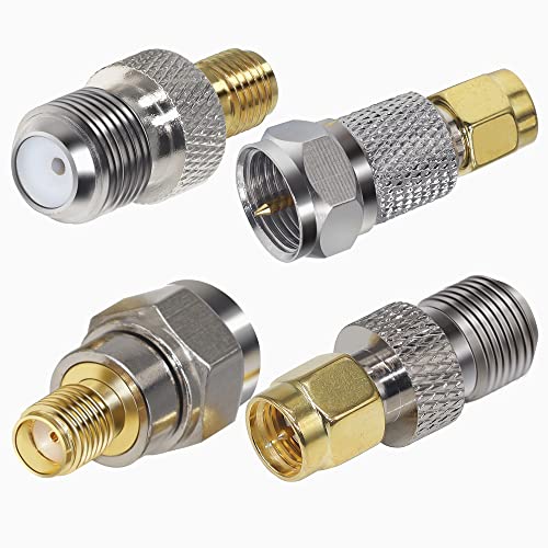 TUOLNK 4St F Typ zu SMA Adpter, F zu SMA Kabel Genger Changer, F zu SMA Stecker Buchse Koaxial Adapter Kit RF SMA F Stecker für Antennen Broadcast Radio TV Kamera WiFi von TUOLNK
