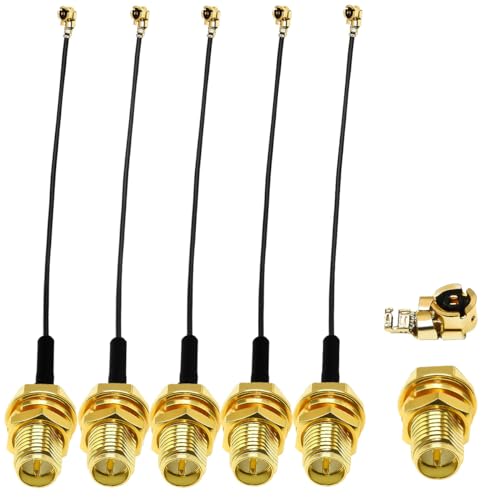 TUOLNK 5er Pack 6 Zoll IPX zu RP SMA WLAN Antennen Pigtail Kabel 1,13 mm IPX zu RP SMA Buchsen Antennenkabel WLAN Antennenverlängerungskabel IPX/U.FL zu RP SMA Buchsen Schott 15 cm Koaxialkabel von TUOLNK