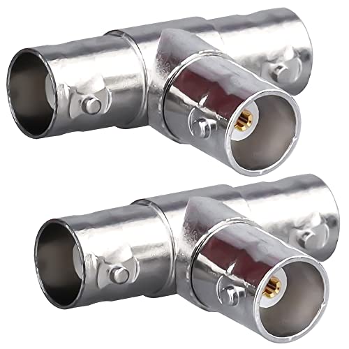 TUOLNK BNC 3 Wege Adapter BNC Stecker auf Dual BNC Buchse, Dreifach T Anschluss RF Koaxialadapter für Koaxialkabel Sicherheits CCTV DVR Kamera BNC T Splitter Kombinierer von TUOLNK