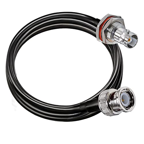 BNC Überbrückungskabel RG58 TUOLNK Stecker auf Buchse Bulkhead Low Loss CB Funk Koaxialkabel 6.6ft (2 m) Wifi Antennenverlängerungskabel HAM Funkantennen Sicherheits CCTV System,Black,BNC Kabel 6.6FT von TUOLNK