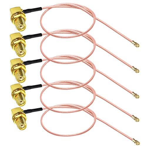 TUOLNK IPX SMA Koaxialkabel SMA Buchse Rechtwinklig zu U.FL UFL IPEX RF Koaxial RG178 Pigtail Kabel für WiFi Router Antenne Mini PCI SMA Elbow Bulkhead Low Loss Extender Kabel 12inch (30cm) 5er Pack von TUOLNK