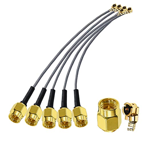 TUOLNK IPX auf SMA Verlängerungskabel SMA Stecker auf IPEX UFL Buchse RF WiFi Pigtail graues Kabel für Netzwerkkarte 1,13 mm Koaxialkabel Low Loss 6 Zoll (15 cm) 5er Pack von TUOLNK