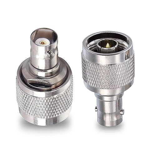 TUOLNK N Stecker auf BNC Buchse, Koaxialadapter N Typ Stecker auf BNC Buchse, RF Koaxialstecker für WLAN Antennenverlängerungskabel, 2 Stück von TUOLNK