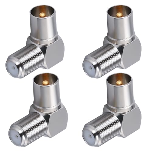 TUOLNK TV Antenne Stecker auf F Buchse, 90 Grad Koaxialstecker, Rechtwinkliger Antennenadapter für Antennenkabel, Satellitenkabel, 4 Stück TUOLNK TV Antenne Stecker auf F Buchse, 90 Grad Koaxialstecker, Rechtwinkliger Antennenadapter für Antennenkabel, Satellitenkabel, 4 Stück von TUOLNK
