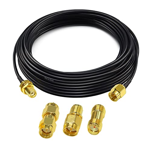 TUOLNK RG174 SMA Koaxialkabel SMA Stecker auf SMA Buchse RF Koaxialkabel + 3 Stück SMA Adapter Set Ham Radio,ADS-B,3G 4G LTE Antenna,SDR Equipment,GPS 32,8 Fuß (10 m) von TUOLNK