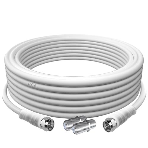 TUOLNK RG6 TV Antennenkabel F Stecker auf F Stecker Hochgeschwindigkeits RG6 Koaxialkabel mit F Buchsen Kompressionsstecker 75 Ohm, für Kabelbox, Dish TV, Satellitenkabel, Digital Router 16.4FT(15M) von TUOLNK