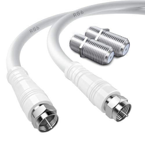 TUOLNK RG6 TV Antennenkabel F Stecker auf F Stecker Hochgeschwindigkeits RG6 Koaxialkabel mit F Buchsen Kompressionsstecker 75 Ohm, für Kabelbox, Dish TV, Satellitenkabel, Digital Router 6.6FT(2M) von TUOLNK