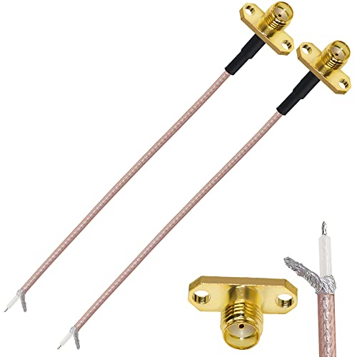TUOLNK SMA-Flansch an PCB-Lötkabel Pigtail-Kabel SMA-Buchse 2-Loch-Panel-Montage an PCB-Schweißen Wifi-Antennenverlängerungskabel RG316 6 Zoll (15 cm) Löten Koaxial-Koaxialkabel 2er Pack von TUOLNK