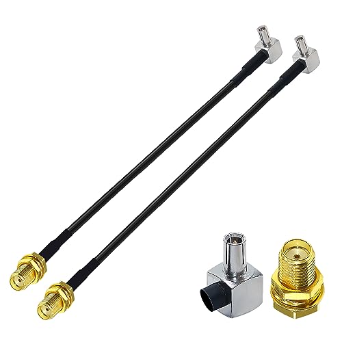 TUOLNK SMA zu TS9 RG174 Kabel SMA Buchse zu TS9 Stecker rechtwinklig Kabel, TS9 zu SMA Adapter TS9 Stecker zu SMA Buchse Verlängerungskabel 6 Zoll/15 cm 2 Stücke für 2G 3G 4G LTE Antenne UMTS von TUOLNK