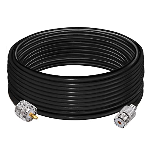 TUOLNK UHF PL259 Kabel RG58 32.8ft (10M) PL259 SO239 Stecker auf Buchse Verlängerungskabel Verlustarmes CB-Koaxialkabel Schwarz für Funkgerät CB-Funk Wireless LAN-Geräte von TUOLNK