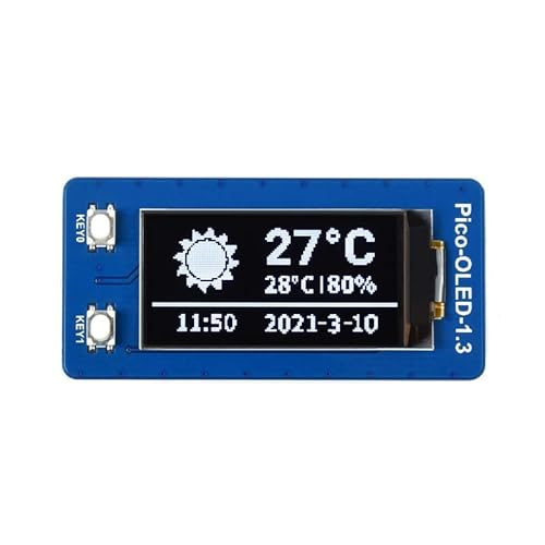 1,3 Zoll OLED-Display-Modul, kompatibel mit Raspberry Pi Pico, 64 × 128 Pixel, Auflösung SPI/I2C, Display-Schnittstelle, Schwarz/Weiß von TUOPUONE