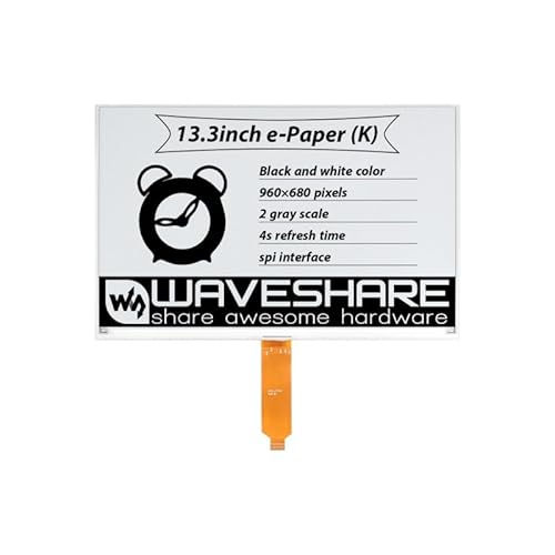 13,3 Zoll E-Ink E-Papier Rohanzeige Kompatibel mit Raspberry Pi 960 × 680 Pixel Auflösung SPI Schnittstelle Kommunikation Ohne PCB Geringer Stromverbrauch Breiter Betrachtungswinkel von TUOPUONE