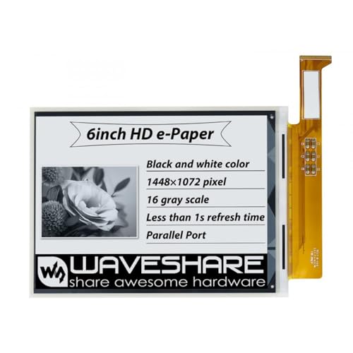 TUOPUONE 15,2 cm (6 Zoll) E-Ink Raw Display, kompatibel mit Raspberry Pi 1448 × 1072 Auflösung, High Definition, Schwarz/Weiß, Farbe 16 Graustufen ohne Leiterplatte, unterstützt teilweise von TUOPUONE
