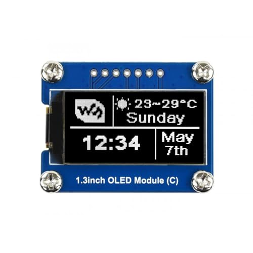 TUOPUONE 3,3 cm (1,3 Zoll) OLED-Displaymodul, kompatibel mit Raspberry Pi, Schwarz/Weiß, Display-Farbe, 64 × 128 Pixel, Auflösung, SPI/I2C-Schnittstelle von TUOPUONE