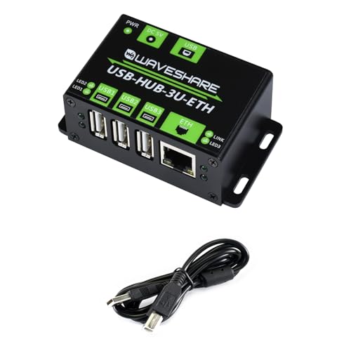 TUOPUONE Multifunktionaler USB-Hub in Industriequalität, ausziehbar mit 3 x USB-Ports und 100 m Ethernet-Anschluss, geeignet für Industrie-/Büroumgebungen von TUOPUONE