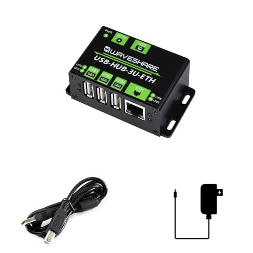 TUOPUONE Multifunktionaler USB-Hub in Industriequalität, ausziehbar mit 3 x USB-Ports und 100 m Ethernet-Anschluss, geeignet für Industrie-/Büroumgebungen von TUOPUONE