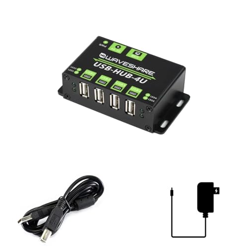 TUOPUONE USB-Hub in Industriequalität, erweitert 4 x USB 2.0-Anschlüsse, geeignet für Industrie-/Büroumgebungen mit höheren Geräteanforderungen von TUOPUONE