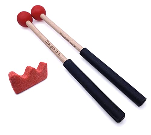 TUOREN 1 Paar Zungenschlägel mit Halterung Handpan Drum Sticks Gummihammer Percussion Instrument Zubehör (rot) von TUOREN