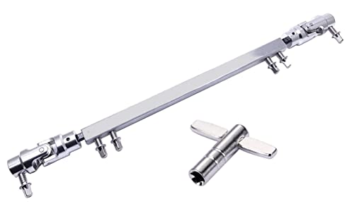 TUOREN Double Kick Drum Pedal Drive Shaft Steel Bass Drum Pedal Linkage Connector Arm for Drum Kit Percussion Instrument Parts Equipped with T Shaped Tuning Key (Silver) von TUOREN