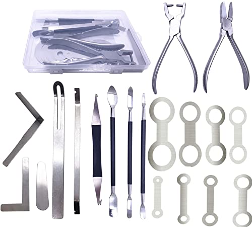 TUOREN Saxophon Reparatur Werkzeug Set Edelstahl Saxophon Pad Nivellierwerkzeuge Federnadel Entfernen Zange Saxophon Schlüssel Einstellung Reparatur Kit 19 Stück von TUOREN