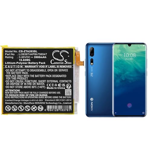 3900mAh / 15.02Wh Ersatzakku kompatibel mit ZTE Li3939T44P8h756547,Axon 10 Pro,A2020,A2020N2,Axon 10 Pro 5G von TUPower