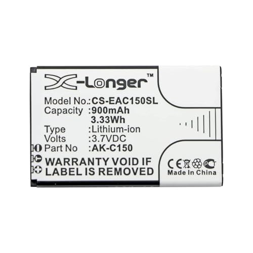 900mAh / 3.33Wh Ersatzakku kompatibel mit Emporia Telme C150, Telme C151, Telme T200, AK-C150 von TUPower