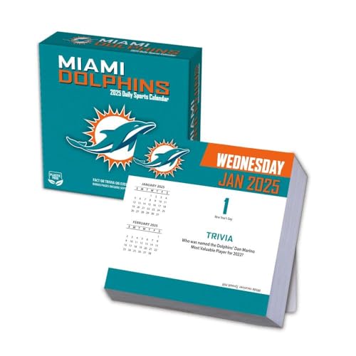 NFL Kalender 2025 Miami Dolphins Daily Box Tageskalender Abreißkalender von Turner Licensing