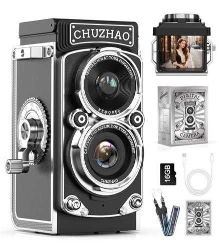 Mini Retro Kamera Vintage Kamera 12MP 1080P FHD Digitalkamera TLR Autofokus Fotokamera mit 16GB Speicherkarte Fotoapparat Tragbare Kompaktkamera für Kinder Teenager Student Anfänger Geschenk von TURNRISE