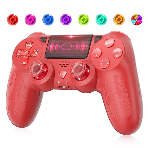 TURPOW Wireless Controller for PS4, Touchpad Dual-Motor-Vibrations-6-Achsen-Sensor mit LED-Beleuchtung Turbo/Touchpad/3,5-mm-Audio-Buchse, Gamepad-Fernbedienung für Ps-4/P4 Pro/P4 Slim/PC von TURPOW