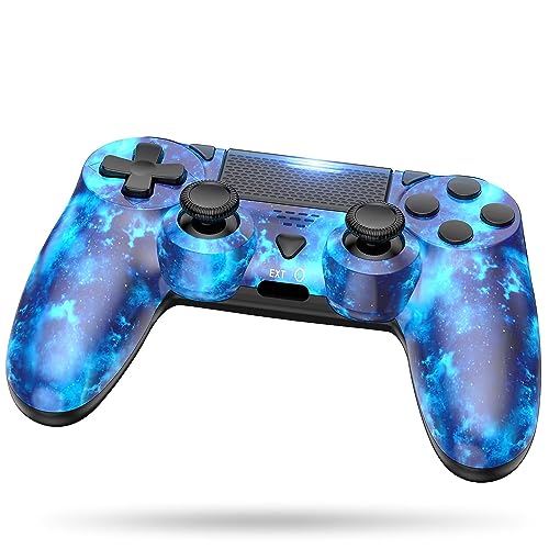 TURPOW Wireless Controller mit Kappen für Ps-4 Vibration Kabellose Gamepad mit Turbo und 3.5mm Audio Jack/LED/Touch Pad/Joystick caps für P-s4/Pro/Slim/Pc(NEW-Blue) von TURPOW