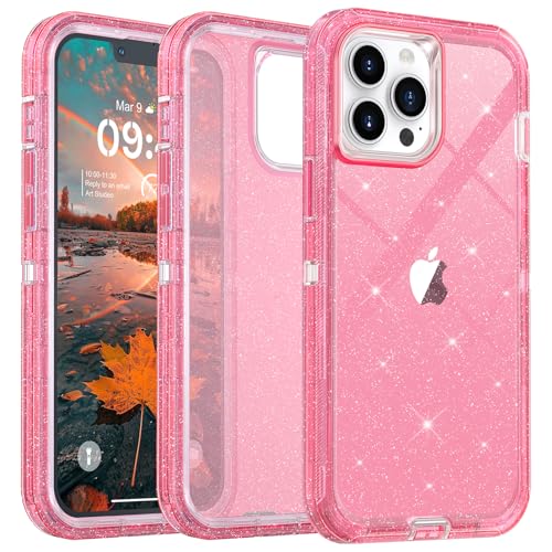 TUTUKII Schutzhülle für iPhone 14 Pro Max 6,7 Zoll, transparent, Anti-Vergilbung, stoßfest, transparent, dreilagig, strapazierfähig, Schutzhülle für Apple 14 Pro Max 6,7 Zoll, Rosa Glitzer TUTUKII Schutzhülle für iPhone 14 Pro Max 6,7 Zoll, transparent, Anti-Vergilbung, stoßfest, transparent, dreilagig, strapazierfähig, Schutzhülle für Apple 14 Pro Max 6,7 Zoll, Rosa Glitzer von TUTUKII