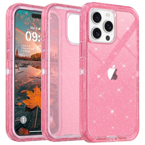TUTUKII Schutzhülle für iPhone 15 Pro Max 6,7 Zoll, transparent, Anti-Vergilbung, stoßfest, transparent, dreilagig, strapazierfähig, Schutzhülle für Apple 15 Pro Max 6,7 Zoll, rosa Glitzer TUTUKII Schutzhülle für iPhone 15 Pro Max 6,7 Zoll, transparent, Anti-Vergilbung, stoßfest, transparent, dreilagig, strapazierfähig, Schutzhülle für Apple 15 Pro Max 6,7 Zoll, rosa Glitzer von TUTUKII