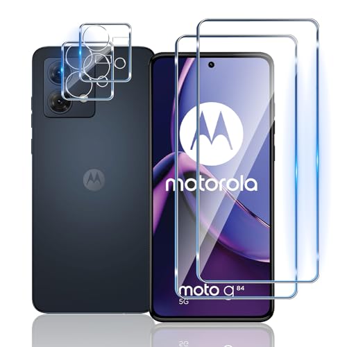 TUTUO [2+2 Pack] Kompatibel mit Motorola Moto G84 5G Displayschutzfolie + Kameraobjektivschutzfolie, [Anti-Kratzen] [Blasenfrei] 9H Härte HD Klar Panzerglasfolie von TUTUO