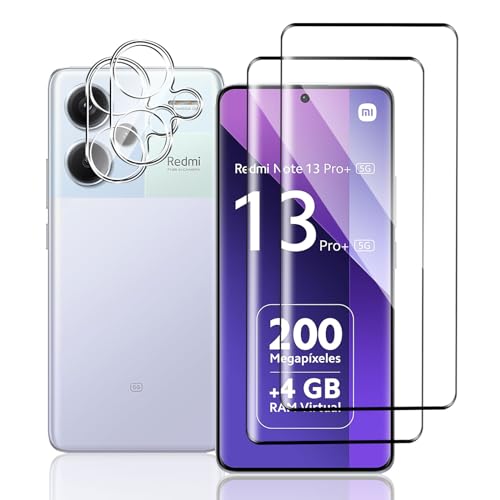 TUTUO [2+2 Pack Panzerglas Kompatibel mit Xiaomi Redmi Note 13 Pro Plus 5G Displayschutzfolie + Kameraobjektivschutzfolie, [Anti-Kratzen] [Blasenfrei] 3D 9H Härte HD Klar Panzerglasfolie von TUTUO