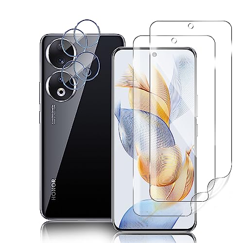 TUTUO [2+2 Stück Schutzfolie Kompatibel mit Honor 90 5G Folie + Kamera Schutzfolie, Blasenfrei, 9H Härte Anti-Kratzer Schutzglas HD Klar Camera Protector Panzerfolie von TUTUO