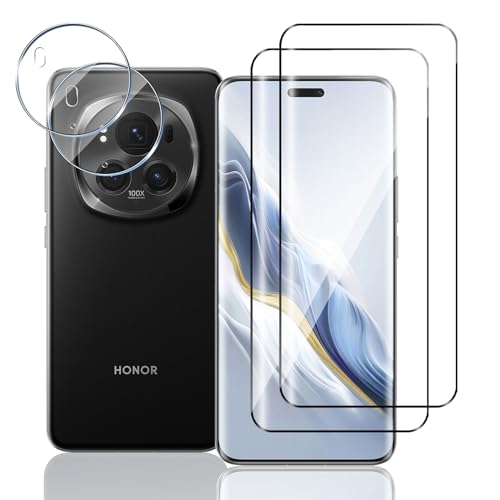 TUTUO [2+2 Stück Schutzfolie Kompatibel mit Honor Magic 6 Pro für Panzerglas Folie + Kamera Schutzfolie, Anti-Kratzer, 3D 9H Härte Schutzglas Anti-Staub HD Klar Camera Panzerfolie von TUTUO