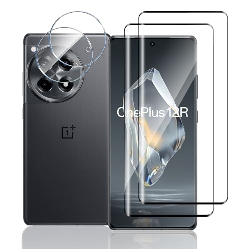 TUTUO [2+2 Stück Schutzfolie Kompatibel mit OnePlus 12R 5G für Panzerglas Folie + Kamera Schutzfolie, Anti-Kratzer, 3D 9H Härte Schutzglas Anti-Staub HD Klar Camera Panzerfolie von TUTUO