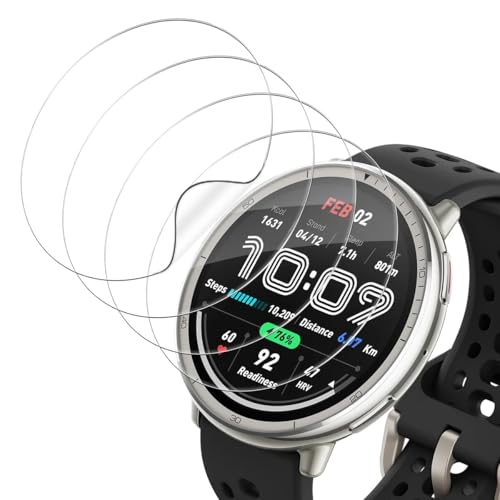 TUTUO Displayschutzfolie für Amazfit Active 2, [4 Pack] Flexible HD TPU Clear Schutzhülle mit einfachem Installationswerkzeug, [Anti-Kratzen] [Blasenfrei] [Fingerabdruck-Unterstützung] Weiche Folie von TUTUO