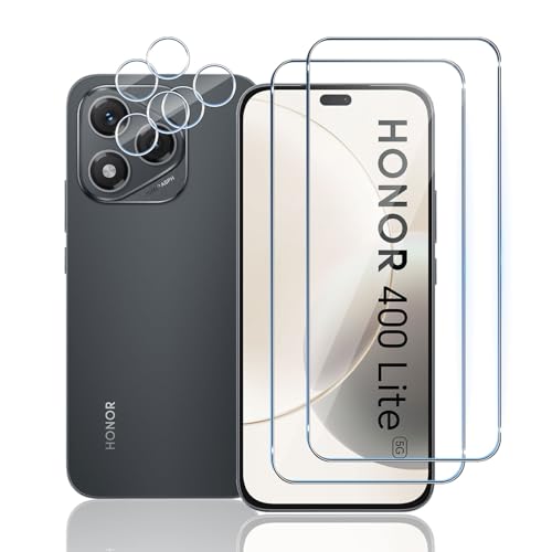 TUTUO Kompatibel mit Honor 400 Lite 5G Displayschutzfolie, [2 + 2 Stück] gehärtetes Glas + Kameralinsenschutz, [kratzfest] [blasenfrei] 9H Härte, HD klare Panzerglasfolie von TUTUO