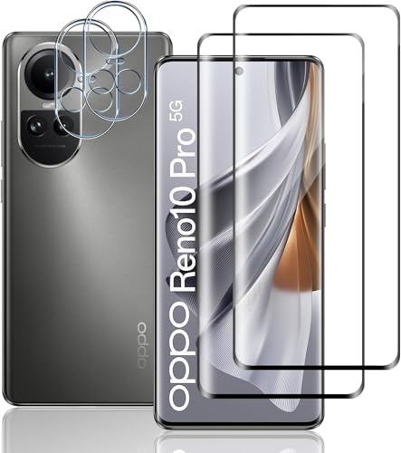 TUTUO Schutzfolie für OPPO RENO 10 Pro 5G für Panzerglas, [2+2 Stück] Panzer Schutz Glas + 3D Kameraschutz, 3D 9H Härte HD Klar Displayschutz, Anti-Kratzer, Anti-Fall Folie von TUTUO