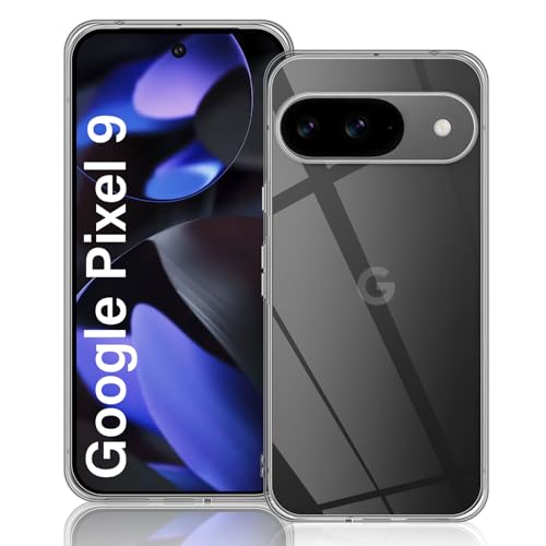 TUTUO Schutzhülle Kompatibel mit Google Pixel 9 / Pixel 9 Pro Hülle, Crystal Clear Slim Weiche Transparent Silikon Case, Stoßdämpfende Fallschutz, Anti-Kratzt Soft Transparent TPU Protector Handyhülle von TUTUO