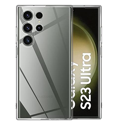 TUTUO Schutzhülle Kompatibel mit Samsung Galaxy S23 Ultra 5G Hülle, Crystal Clear Slim Weiche Silikon Case, Stoßdämpfende Fallschutz, Anti-Kratzt Soft TPU Protector Handyhülle - Transparent von TUTUO