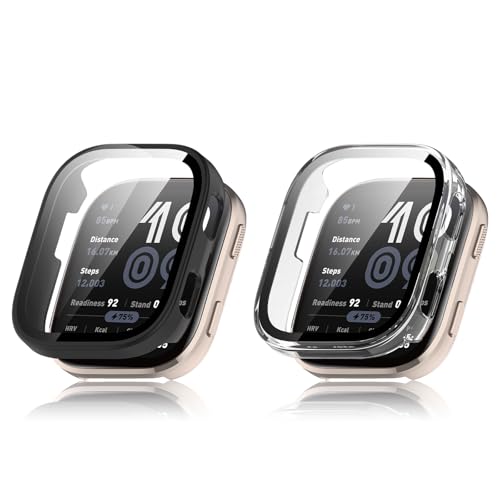 TUTUO Schutzhülle für Amazfit Bip 6 Hülle, [2 Stück] Rundum Case mit Displayschutz Folie, Flexibles TPU Vollschutz Cover, Anti-Kratz Schutzfolie - Schwarz+Transparent von TUTUO