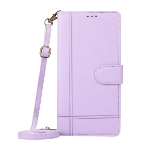 Handyhülle für iPhone 11, Handykette Hülle mit Band Case, Leder Klapphülle Handytasche Schutzhülle Magnet mit Umhängen Ständer für iPhone 11,lila von TUUNKMUY