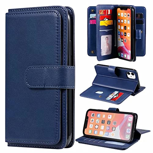 Handyhülle für iPhone 15 Hülle Leder, Handy iPhone 15 Handy Hüllen, Leder Flip Etui Handytasche Schutzhülle für iPhone 15 with Klapphülle Standfunktion Case Blau von TUUNKMUY